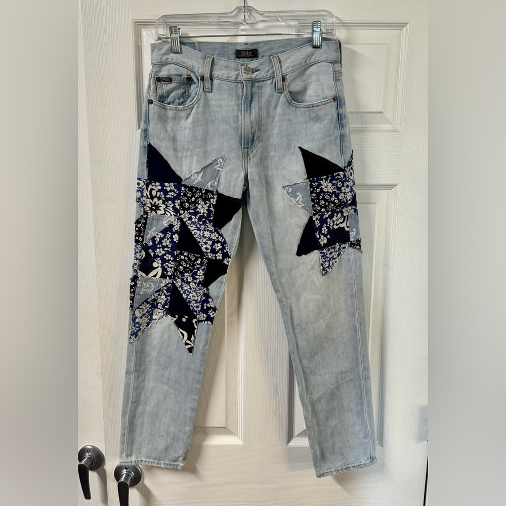 Polo Ralph Lauren Avery Patchwork Star Boyfriend Jeans  Size 25 Great Condition